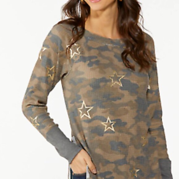 Cato Women's J/M Lightweight Camo Thermal Knit Long Sleeved Tunic - Medium - Picture 1 of 9